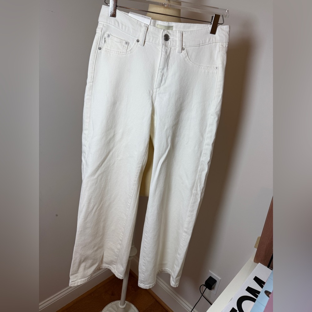 DL1961 Women's Hepburn Ecru Wide leg Mid Rise Ankle Sz 25